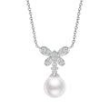 Luxury 925 Sterling Silver Zirconia Pearl Pendant Necklace High End Fine Jewelry for Her