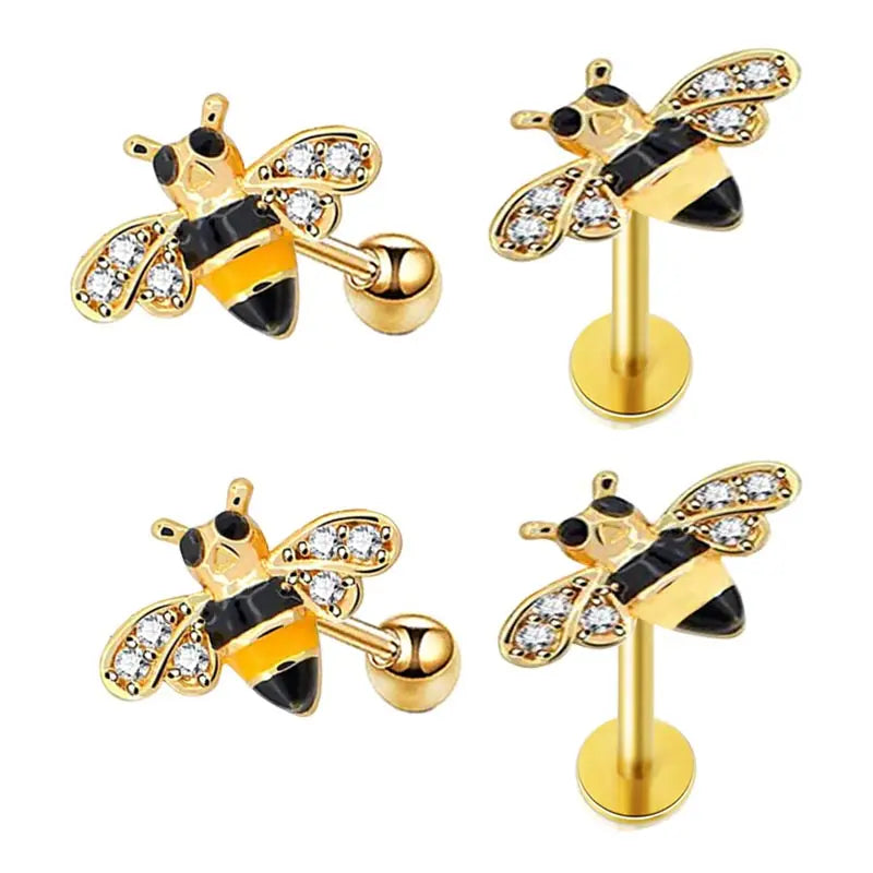 Stainless Steel Barbell Helix Cartilage Stud Earrings Amber Leaf Dragonfly Flower Wing Moon Star Forward Helix Tragus Wedding