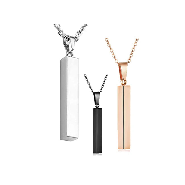 Hot Selling Stainless Steel Personalized 3D Engraved Square Pendant Necklace Urn Charms-Top Seller