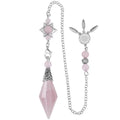 Natural Faceted Healing Crystal Point Pendulum for Divination Pointed Quartz Stone Pendant with Merkaba Star and Dream Catcher