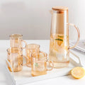Kettle Pitcher Amber Colour Water Juice Coffee Milk Glass Borosilicate Glass Cup Handmade Modern Glassware Drinking WaterJug Set
