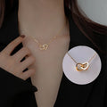 Gold Stainless Steel Gold Chain Necklace Double Heart Mother's Day Necklace Mom Heart Pendant Necklace for Women