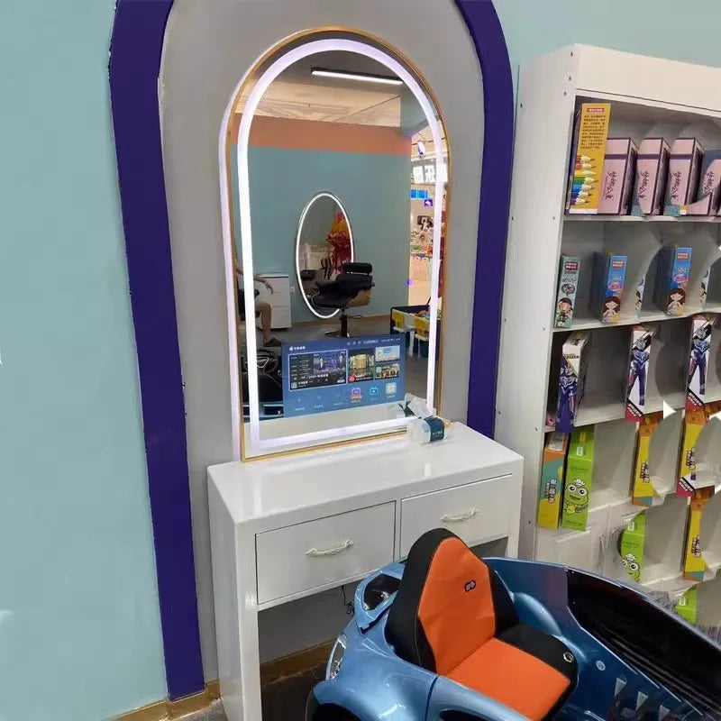 Children's Hairdressing Mirror With TV Cartoon Smart Android Hairdressing Mirror Children's One-sided Hairdressing Mirror Salon