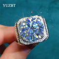 Silver 925 Original 10 Carat Brilliant Cut Diamond Test Past D Color Moissanite Square Shape Ring for Men Wedding Fine Jewelry