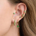 SP Fashion Jewelry Cute Green Zircon Dinosaur Animal Stud Earrings 6pcs/Set for Women