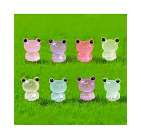 3D Luminous Frog Figurines Resin Charms Miniature Animal Glow in Dark Model DIY Keychain Jewelry Crafts