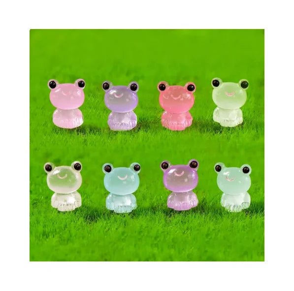 3D Luminous Frog Figurines Resin Charms Miniature Animal Glow in Dark Model DIY Keychain Jewelry Crafts
