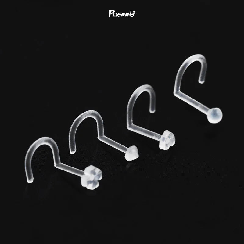 POENNIS Acrylic Transparent Flexible Flower Shape Hypoallergenic Nickel-Free Lead-Free Nose Stud for Wedding Party Gift