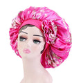 Fashion Daily Wear Popular Bonnets With Flower Accessories  Satin Hair Wraps Printing Bonnet With Flower Decoration
