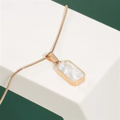 Black and White Double-sided Necklace Titanium Steel Necklace Female Simple Geometric Personality Necklace