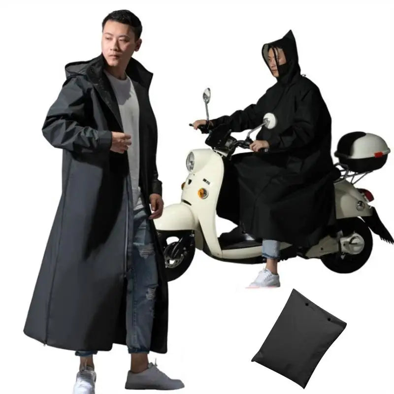 Motorcycle Raincoat Women/Men Zipper Hooded EVA Plastic for Long Style Hiking Rainwear Riding