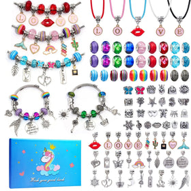 Unicorn Mermaid Charm Gold Plated Bracelet Jewelry Making Kit for Girls Pendant Colorful Cartoon DIY Children's Bracelet Sets