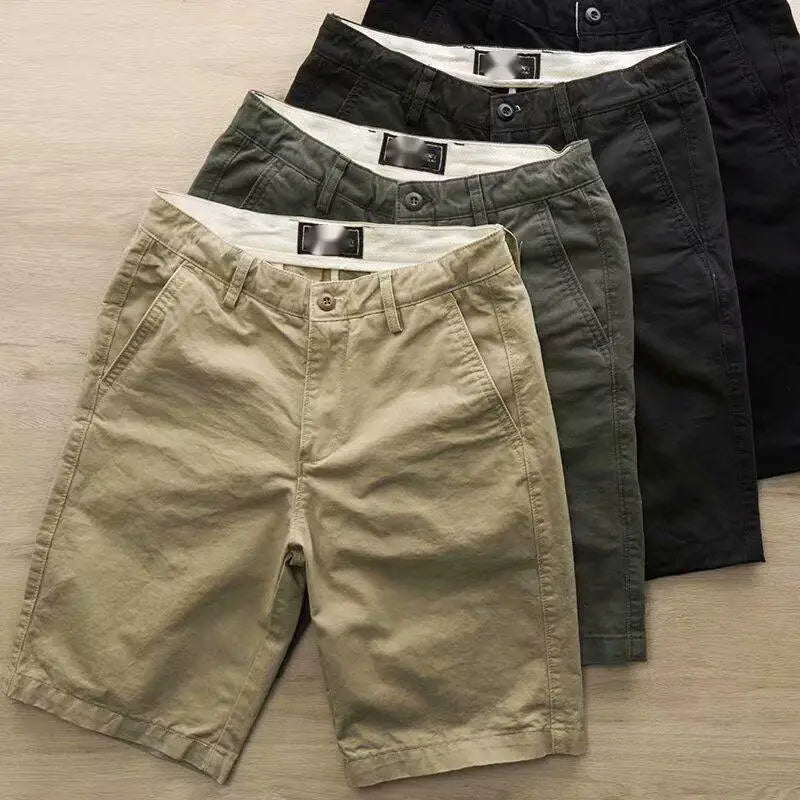 S-4XL Summer Washed Men's Casual Shorts Trendy Men's Slim Fitting Work Pants With a Textured Texture