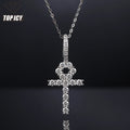 Top Icy Premium Quality 925 Sterling Silver with Moissanite Pendant Iced Out Full Diamond Ankh Cross Pendant Past Diamond Tester