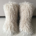 Wholesale Women Winter Outdoor Snow Boots Mongolian Furry Colorful Shoes Warm Flat Casual Non-slip Footwear Faux Fur Snow Boots