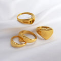 Waterproof Jewelry Stainless Steel Big Heart Ring 18k Gold Plated Stainless Steel Women's Chunky Ring Accessories Wholesale