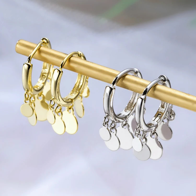 CAOSHI Ins Round Disc Tassel Earrings for Women Silver Gold Color Exquisite Earrings for Women Girls