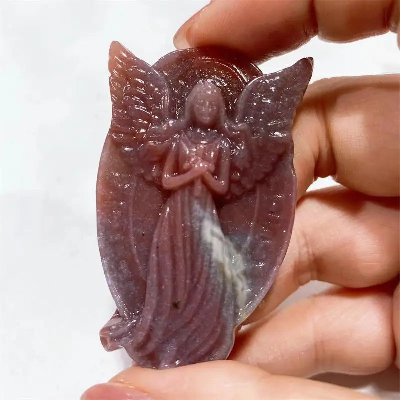 Donghai Crystal Angel Wings Natural Hand Carved Stone Crystal Butterfly Fairy Figurine for Holiday Gifts