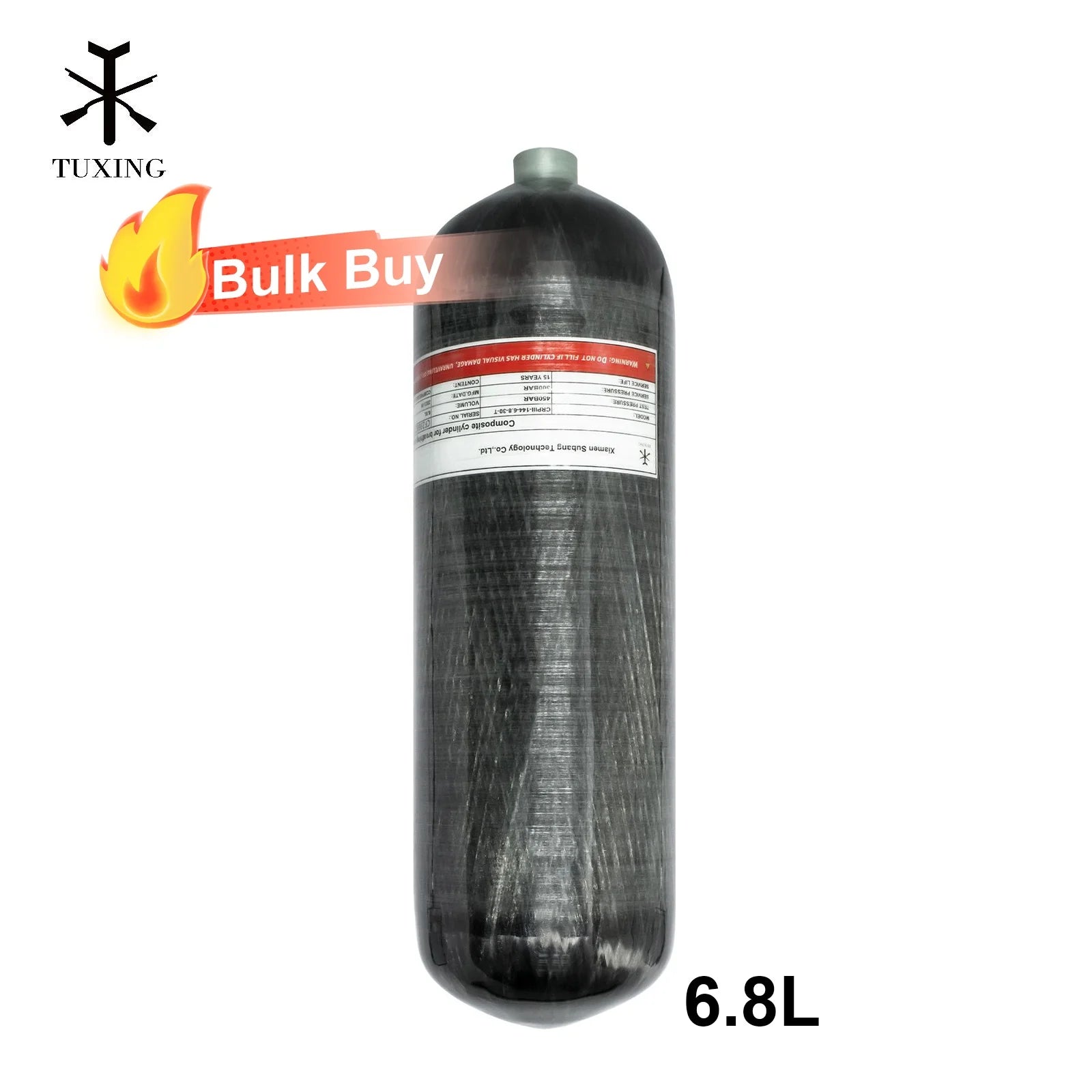 TUXING Manufacturer Direct Sale High Pressure 4500psi 300bar 30mpa 6.8L PCP Snorkeling Swimming Carbon Fiber Tank Gas Cylinder