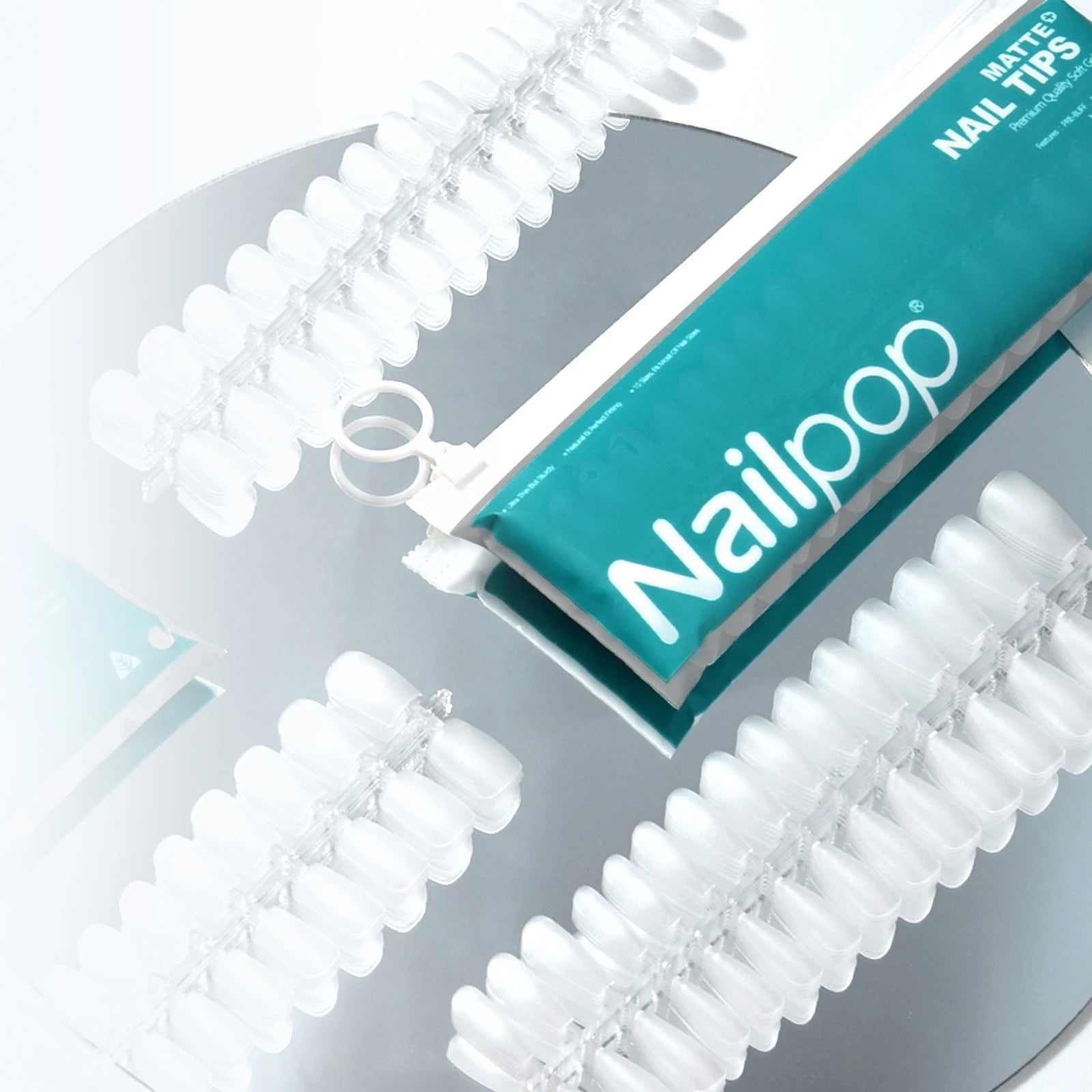 Nailpop Double-Sided Press-On Full Cover Short Nail Extensions Pre-Formed Acrylic Fake Nails French Coffin Almond Matte Soak