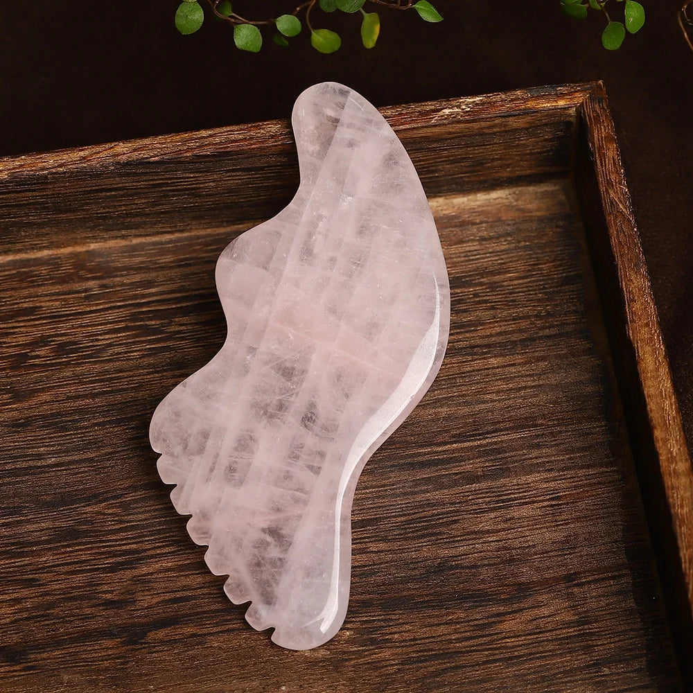 Natural Rose Quartz Jade Gua Sha Board Acupuncture Massage Face Lifting Stone Guasha Scraping Facial Gouache Pink Quartz Massage