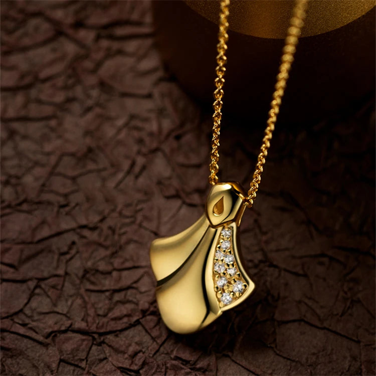 2026 Customized Women Gifts 925 Sterling Silver Ginkgo Leaf Pendant Necklace