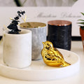 Stylish White Marble Granite Eco-Friendly LFGB Certified 8CMX10CM Candle Holder Gold Lid New Fashion Stone Jars Home Decoration