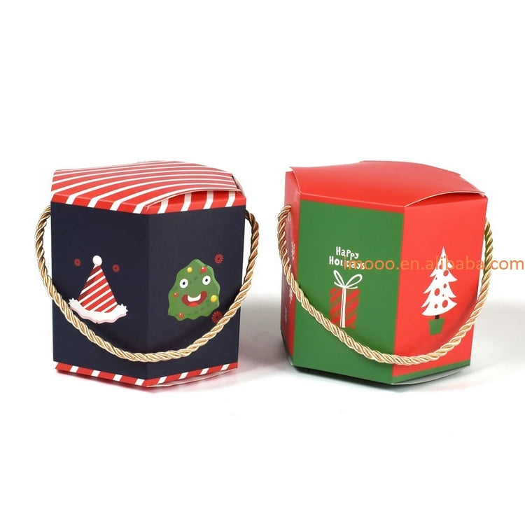 Factory Price Christmas Packing Kids Gift Bag Candy Paper Boxes Factory Price Party Box Packaging Paper Bags Event Xmas Supplies