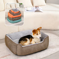 New Arrival Eco-friendly Modern Solid Pattern Pet Dog Bed Scratch Resistant Outer Fleece PP Cotton Filling Washable Plush Bed