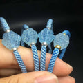 Hand Woven Sterling Silver Natural Aquamarine Charm Bracelets  Hand Made Jewelry Healing Crystal Gemstone Bracelet