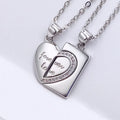 Couples Jewelry Heart Necklaces Silver Color Couple Necklace Engrave Love You Pendants Valentine's Day Gift Puzzle Necklace
