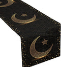Pafu Eid Mubarak Table Runner Polyester Table Runner Black Gold Star Moon Mosque Table Runner