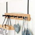 Bamboo Over the Door Hook Organizer Rack Door Hanging Hook Use to Coat Towels Bags Robes Organizer 5 Hooks Rear Hanger