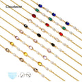 Vintage Stainless Steel Eyeglasses Chain Rhinestone Freshwater Pearl PVD Gold Masked Holder Safety Natural Pearls Glasses Chain
