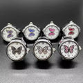 Vintage Mini Multicolor Butterfly Pattern Rings Small Finger Watch Ring Quartz Elastic Watch Designer Watches for Men Women