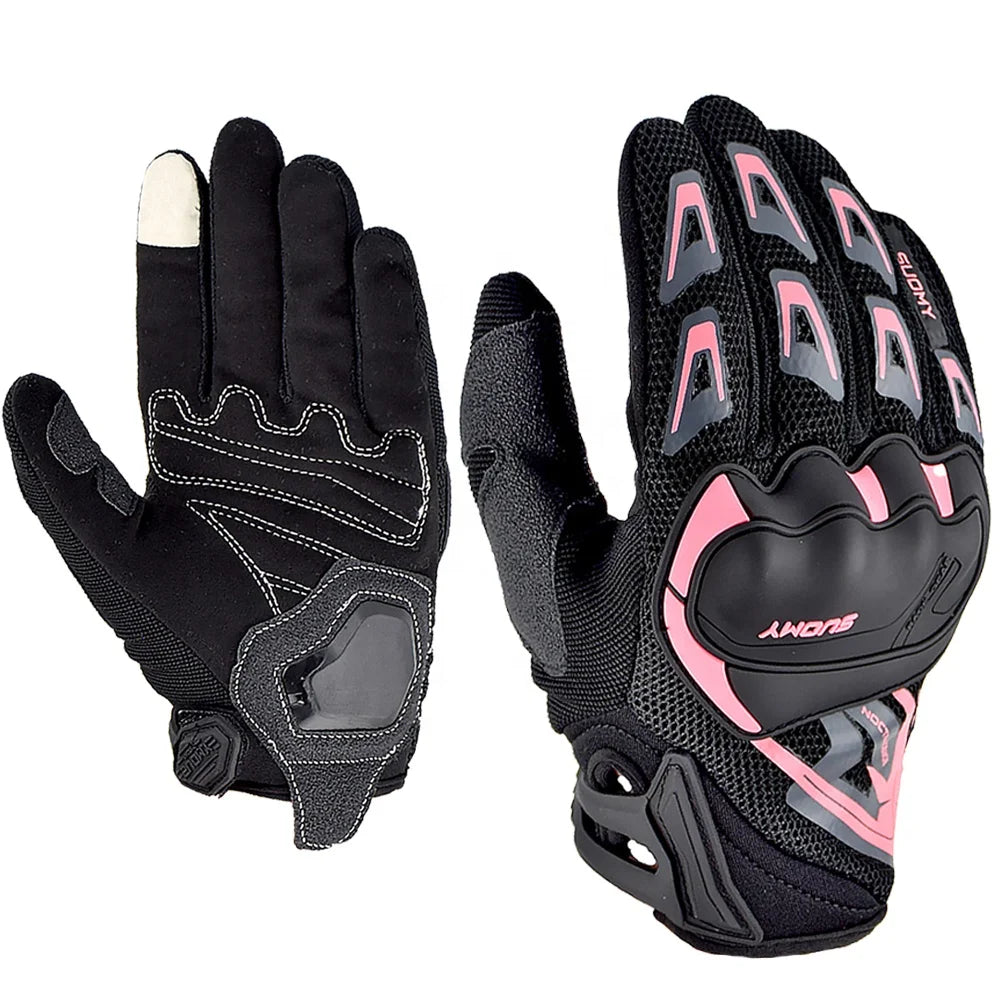 SUOMY Motorcycle Gloves Women Men Summer Breathable Pink Touch Screen Moto Gloves for Motocross Motorbike Gloves Riding Guantes