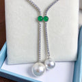 N405  8-12mm DIY Natural  Freshwater Pearl Charm Pendant Necklace Chain Accessory 925 Sterling Silver Jewelry for Women