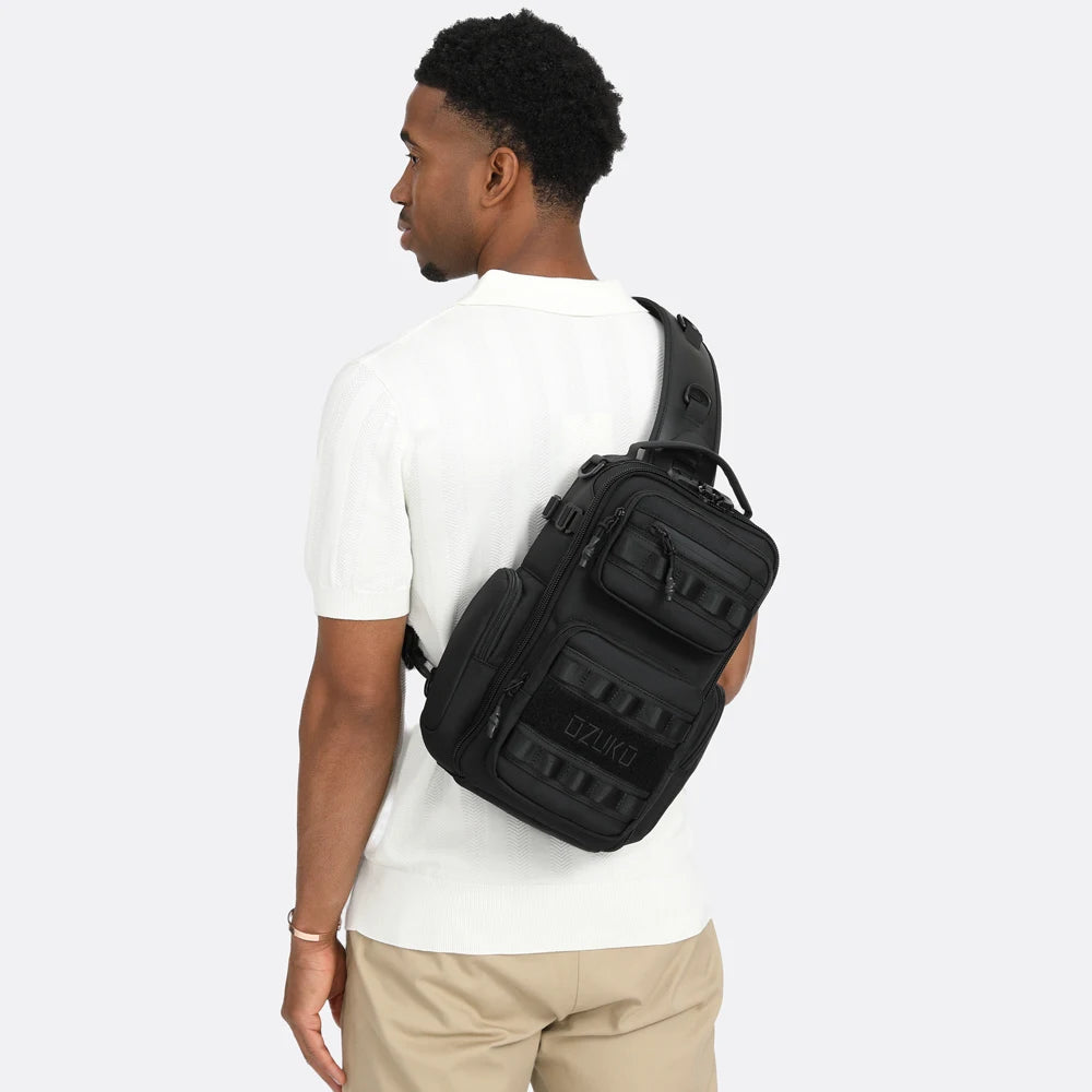 OZUKO 9812 Fashion Waterproof 10L High Capacity Sling Crossbody Shoulder Bag for Men Travel Business Messenger