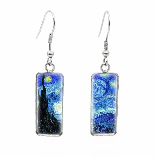 Square Sunflower Individually Wrapped Hook Flower Women's Dangle Stainless Steel Earrings Picture Custom Gemstone Earrings