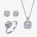 Fine Trendy Zircon Ring Necklace & Earrings Jewelry Sets 925 Sterling Silver Diamond Pendant for Women Wedding Party Gifts
