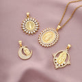Wholesale 2025 New Stainless Steel Sweater Chain Zircon Pendant Necklace Charm Diamond Necklace Exquisite Virgin Mary Necklace