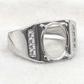 Sterling Silver 9*12mm Semi Mount Men's Ring Frame Empty Blank Claw Setting S925 Base Holder Without Center Stone for DIY Inlay