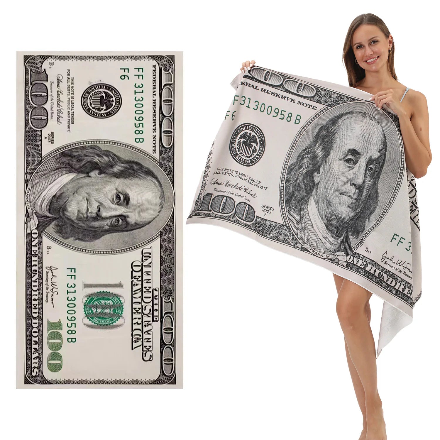 Hot Selling Ultra-Fine Fiber US Dollar Printed Beach and Swimming Bath Towels Quick Drying-for Parties