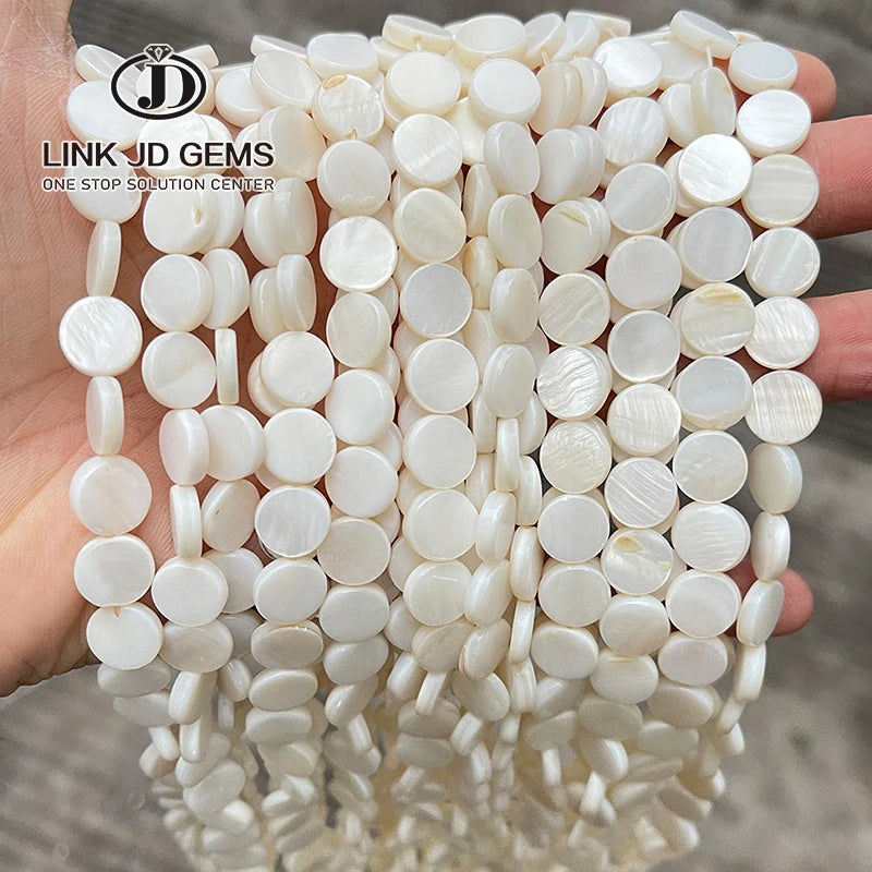 Fashion Baroque Natural Pearl Loose Beads Creative 12*3mm Natural White Flat Round Shape Shell Beads for Jewelry Making