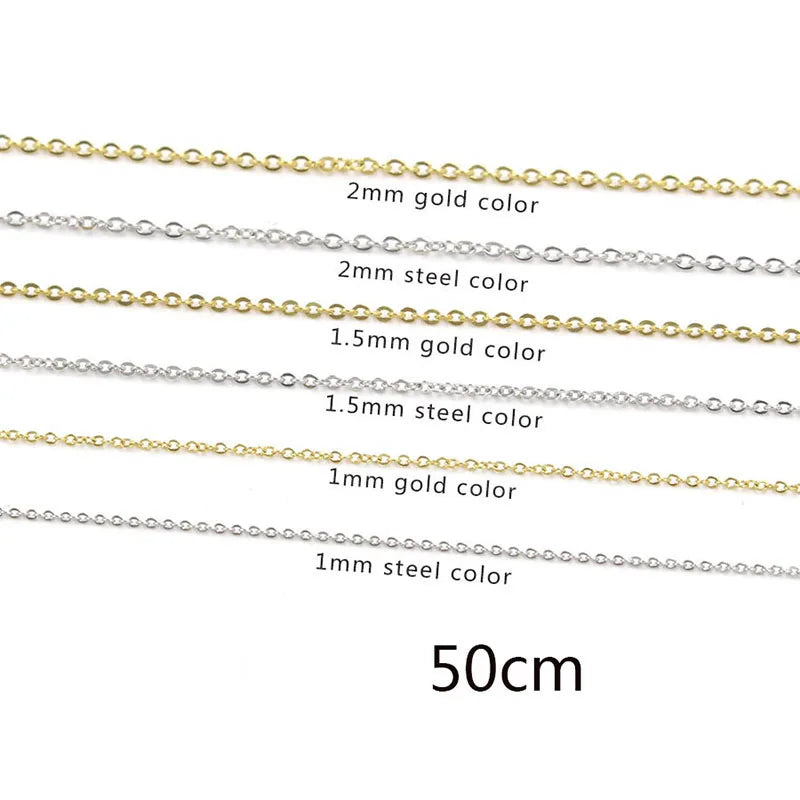 18K Gold Stainless Steel Necklace Chain 1mm 1.5mm 2mm Shiny Stainless Steel Chain Accessories for Women MenJewelry