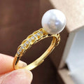 R982 7-8mm Natural Freshwater Pearl Ring Accessory 925 Sterling Silver Adjustable Size Engagement Jewelry Ring for Women