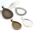 18x25mm Inner Size Antique Bronze Silver Plated Drop Style Cameo Cabochon Base Setting Charms Pendant Necklace Findings MegaBDM