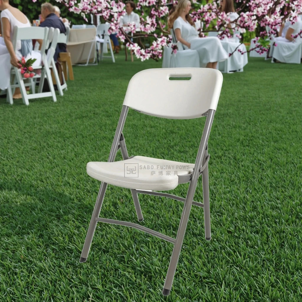 Wholesale Simple HDPE Plastic Folding Chair for Indoor/Outdoor Events for Hotel White Garden Folding Chair Metal for Living Room