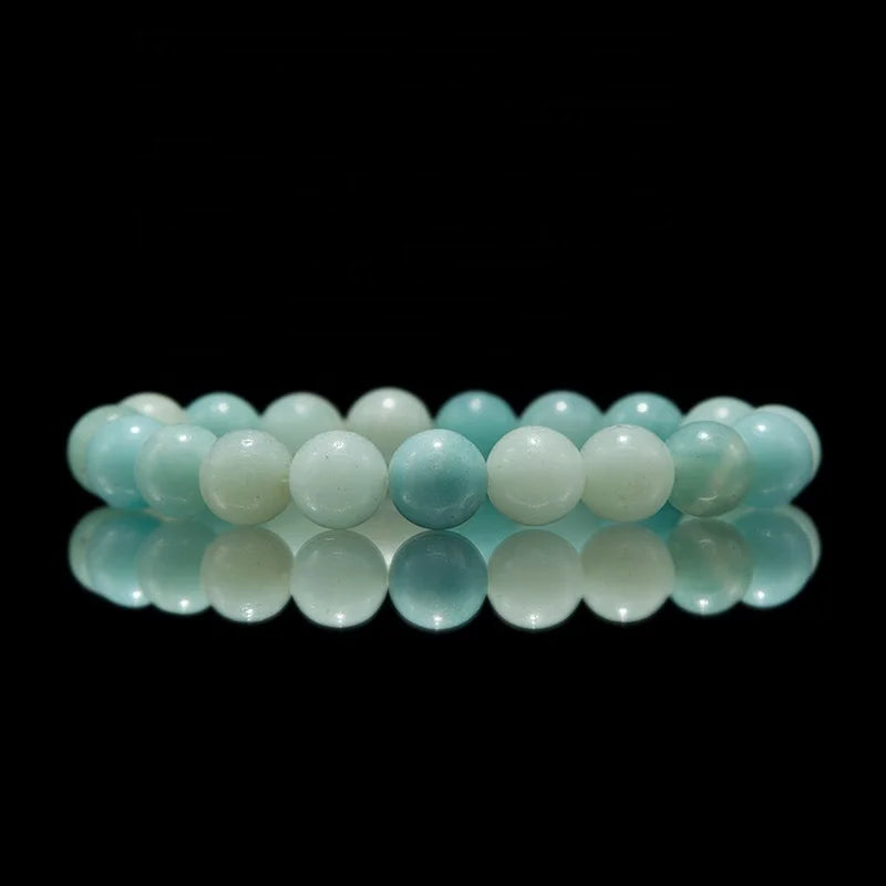 Wholesale Natural Blue Amazonite Stone Bracelet Healing Crystal Jewelry Stretchy Gemstone Beaded Bracelet
