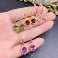 Wholesale 925 Sterling Silver Natural Gemstone Crystal Zirconia Drop Earrings New Design with Gold Plating Low MOQ